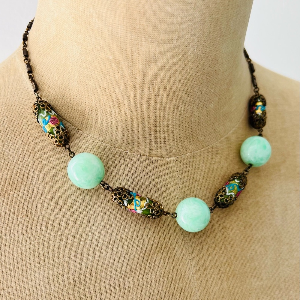 VINTAGE Ornate Beaded Necklace